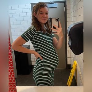 Green Striped Maternity Dress